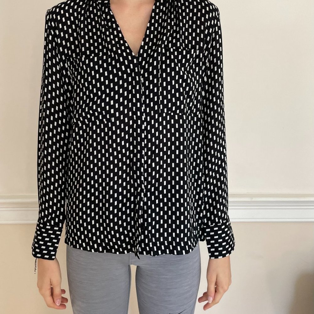 Mango MNG button up blouse / shirt, size S, black and white